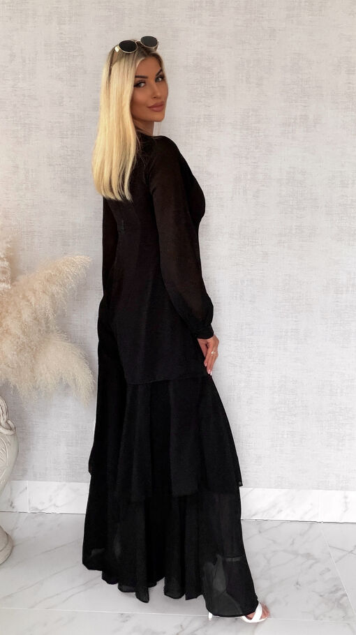 Oryginalny czarny kombinezon OVERSIZE z szerokimi nogawkami - S056