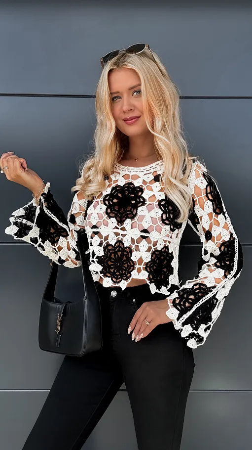 Ażurowa bluzka szydełkowa ONE SIZE - P932