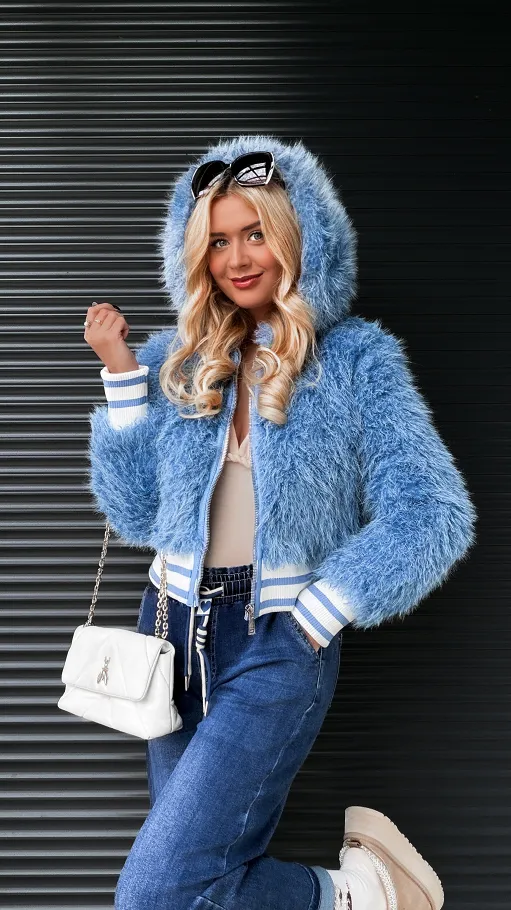 Niebieska kurtka LAMA w stylu bomberka - R306