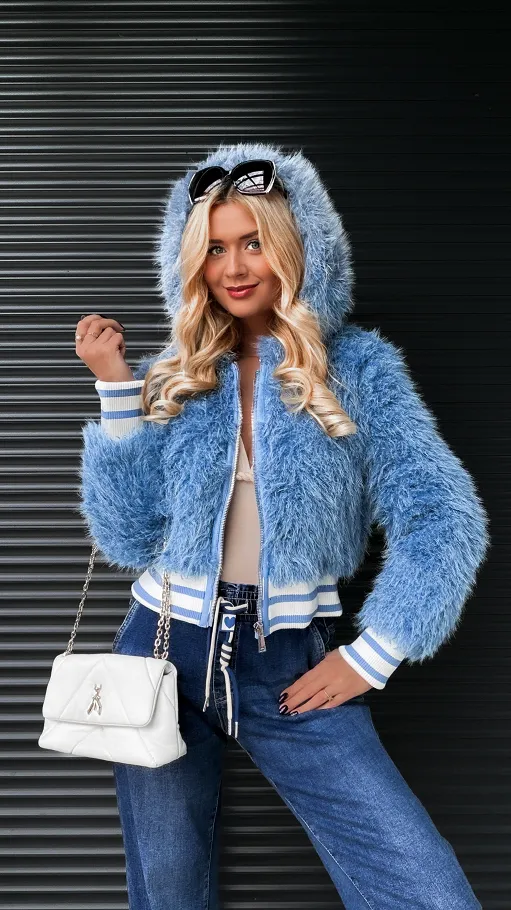 Niebieska kurtka LAMA w stylu bomberka - R306