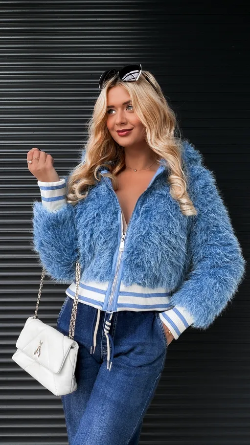 Niebieska kurtka LAMA w stylu bomberka - R306