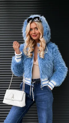 Niebieska kurtka LAMA w stylu bomberka - R306