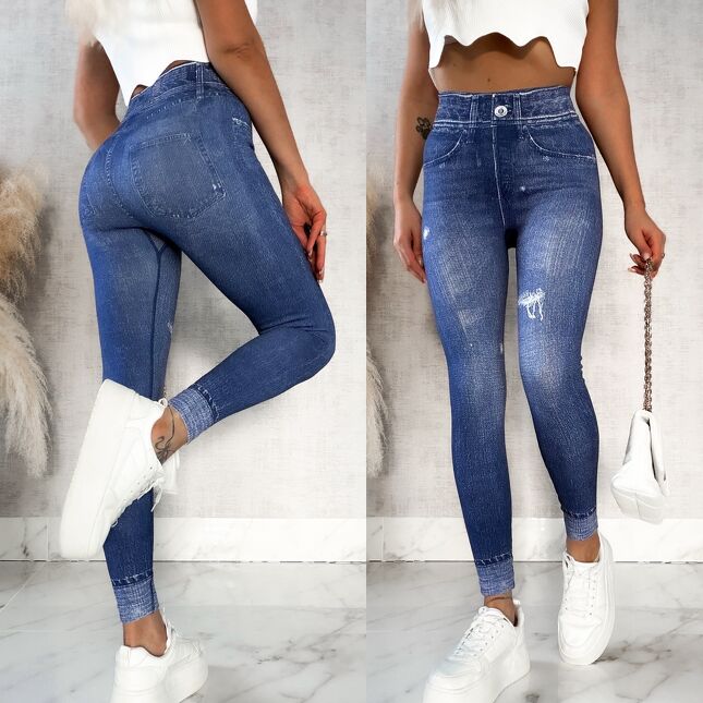 Spodnie leginsy w jeansowym stylu BLUE - P518A