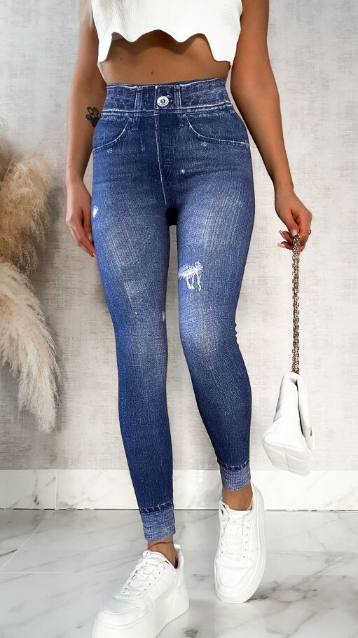 Spodnie leginsy w jeansowym stylu BLUE - P518A