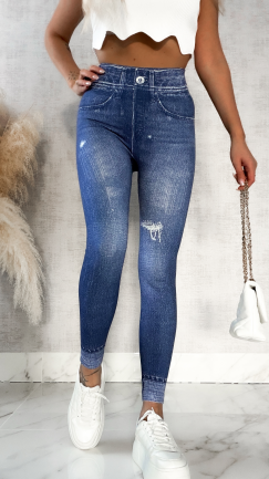 Spodnie leginsy w jeansowym stylu BLUE - P518A