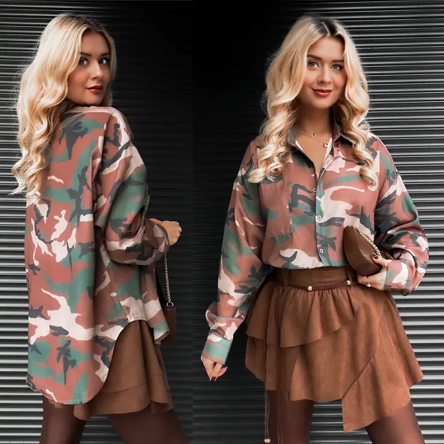 Lniana luźna koszula moro ONE SIZE - R397