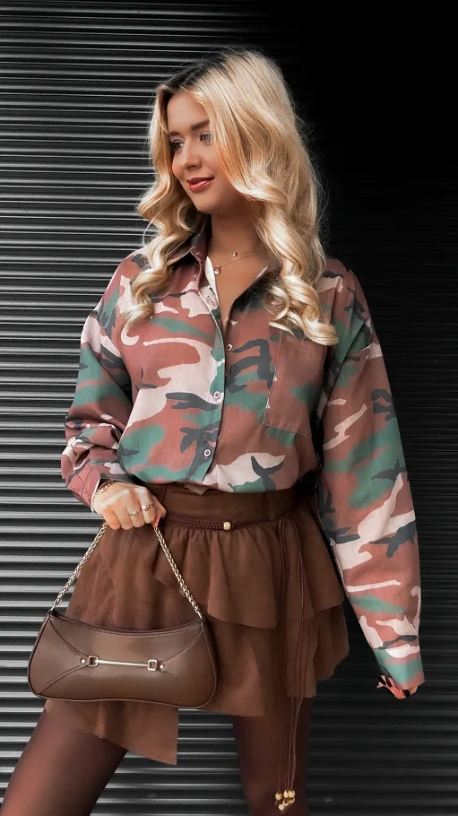 Lniana luźna koszula moro ONE SIZE - R397