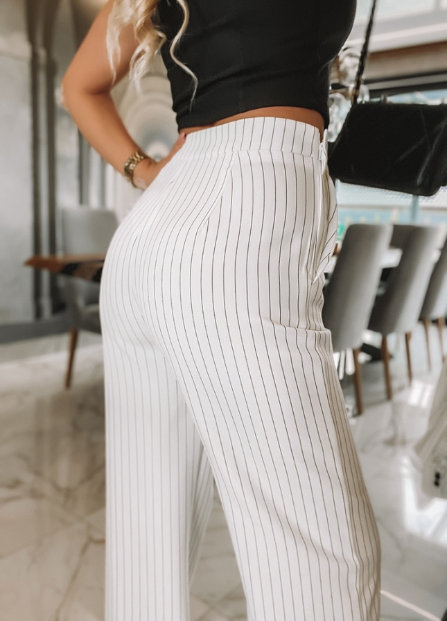 LUXURY spodnie w prążki WHITE - K311