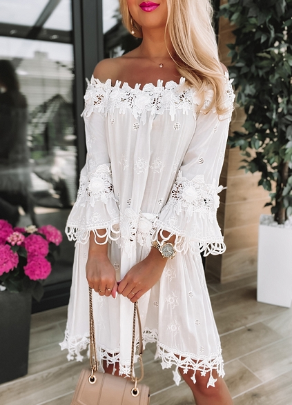 Wiosenna sukienka hiszpanka WHITE - K098B