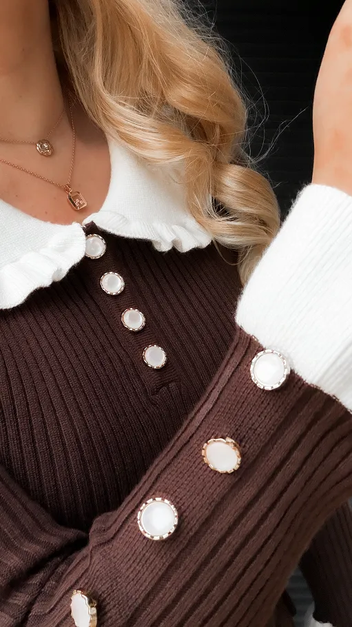 Dzianinowa świąteczna bluzka z wiskozy BRĄZ one size - R383A