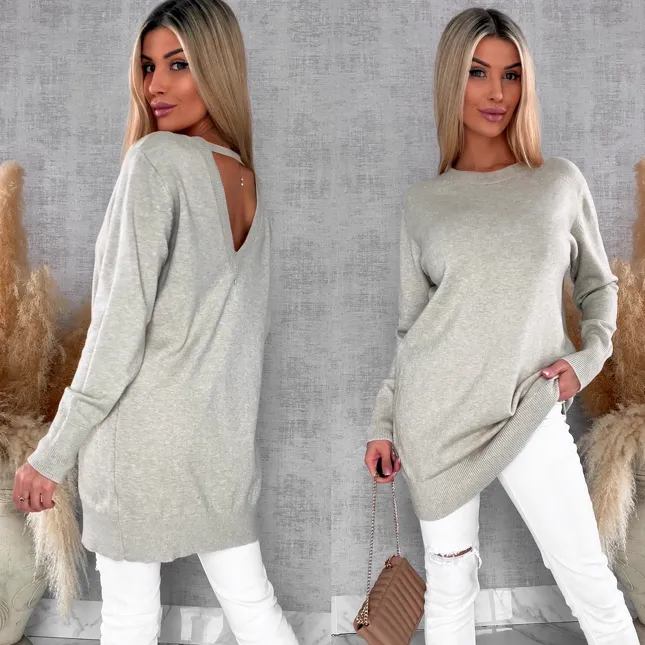 Beżowa gładka TUNIKA - sukienka ONE SIZE z wiskozy - R655