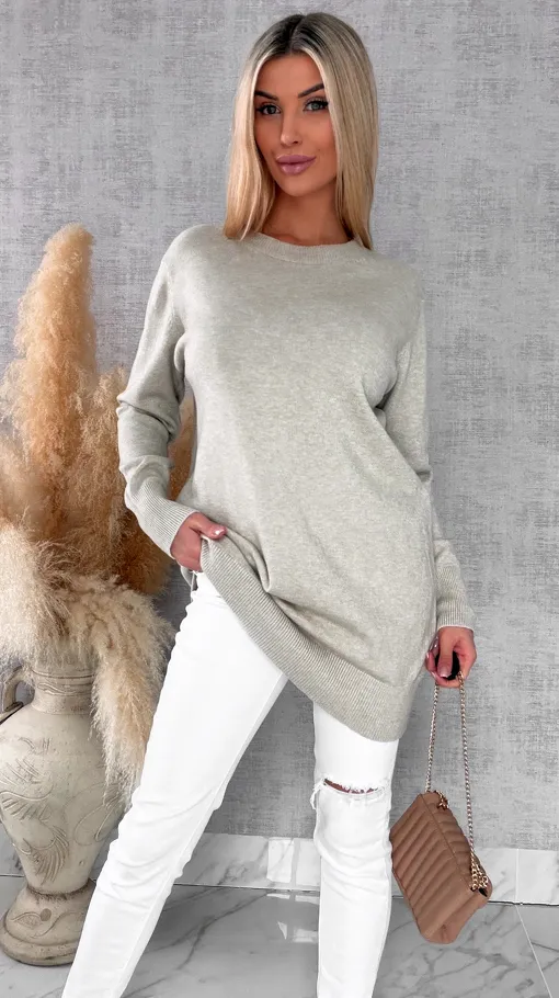 Beżowa gładka TUNIKA - sukienka ONE SIZE z wiskozy - R655