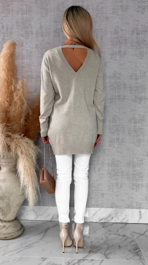 Beżowa gładka TUNIKA - sukienka ONE SIZE z wiskozy - R655