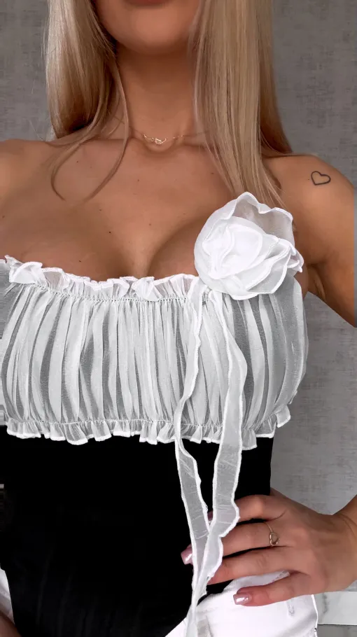 Elegancki czarny gorset usztywniany i wiązany - R764