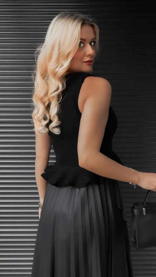 Elegancka dzianinowa kamizelka ONE SIZE czarna - R366