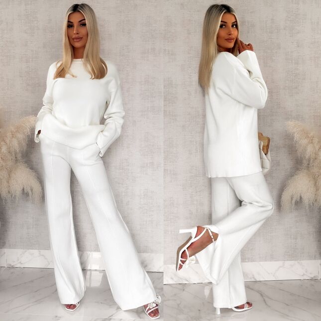 Oryginalny komplet dzianinowy WHITE OFF sweter + spodnie ONE SIZE - S034