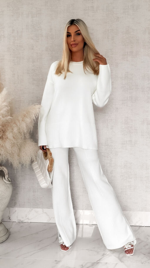 Oryginalny komplet dzianinowy WHITE OFF sweter + spodnie ONE SIZE - S034