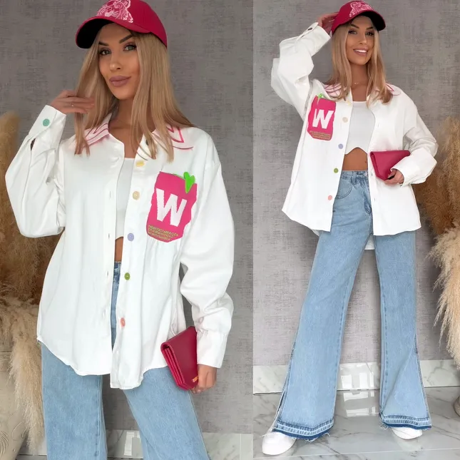 WHITE JEANS katana jeansowa z ozdobną kieszenią ONE SIZE - R631A