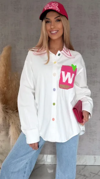 WHITE JEANS katana jeansowa z ozdobną kieszenią ONE SIZE - R631A