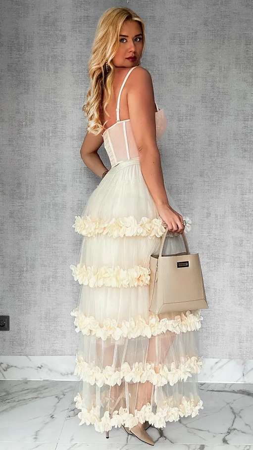 Elegancki beżowy GORSET z usztywnieniem - P755A