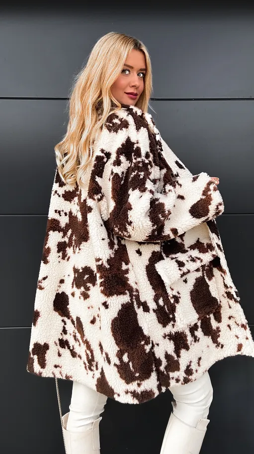 Płaszcz miś COW w luźnym rozmiarze oversize - R106