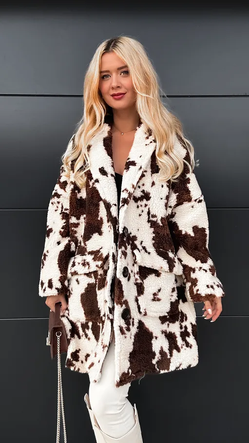 Płaszcz miś COW w luźnym rozmiarze oversize - R106