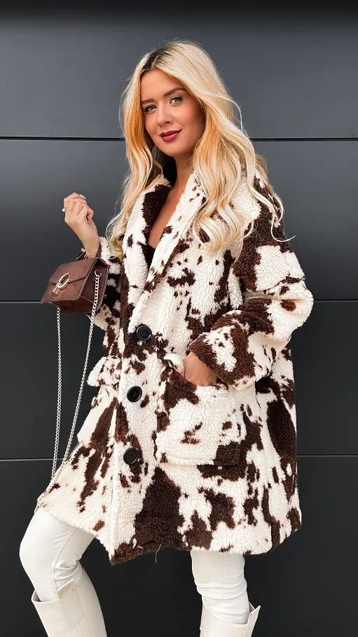 Płaszcz miś COW w luźnym rozmiarze oversize - R106
