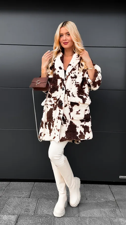 Płaszcz miś COW w luźnym rozmiarze oversize - R106