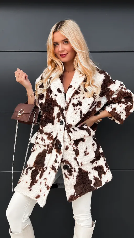 Płaszcz miś COW w luźnym rozmiarze oversize - R106