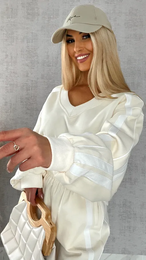 Bawełniany DRES w kolorze ecru z białymi wstawkami - R474B