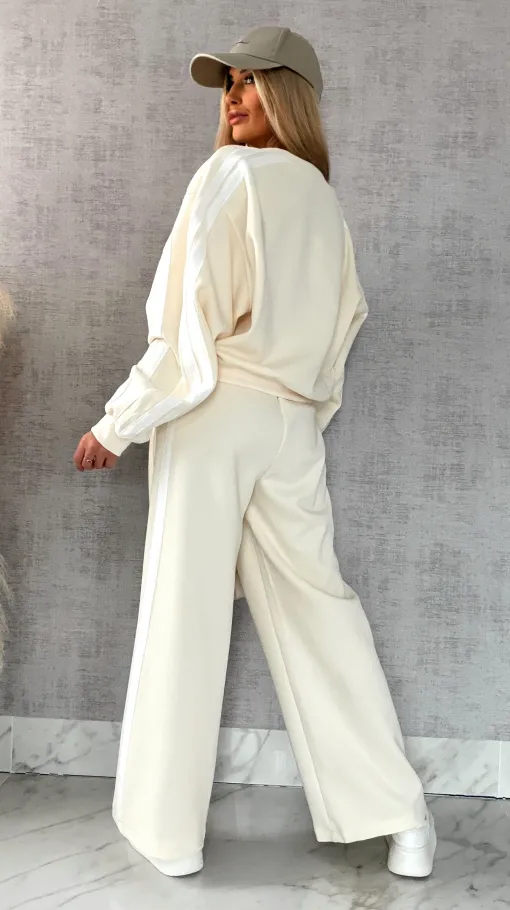 Bawełniany DRES w kolorze ecru z białymi wstawkami - R474B