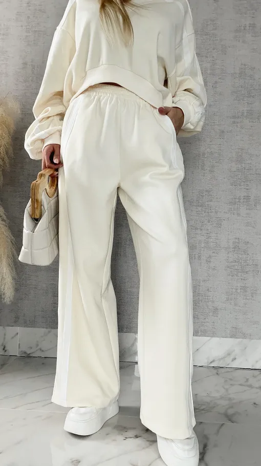 Bawełniany DRES w kolorze ecru z białymi wstawkami - R474B