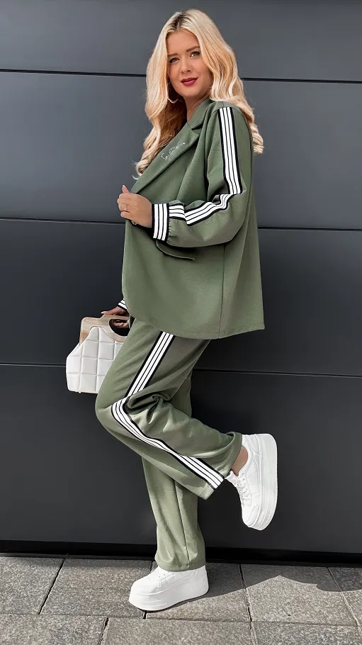 Oryginalny komplet khaki marynarka + spodnie ONE SIZE - R031C