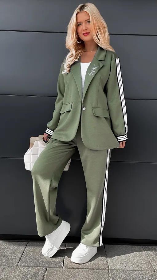 Oryginalny komplet khaki marynarka + spodnie ONE SIZE - R031C