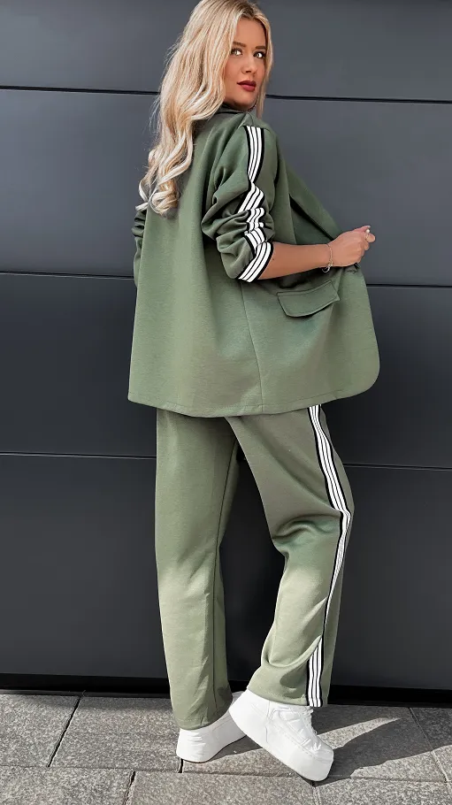 Oryginalny komplet khaki marynarka + spodnie ONE SIZE - R031C