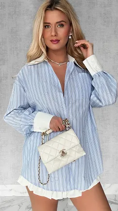Koszula w paski zdobiona kokardkami z cyrkonii ONE SIZE - P591