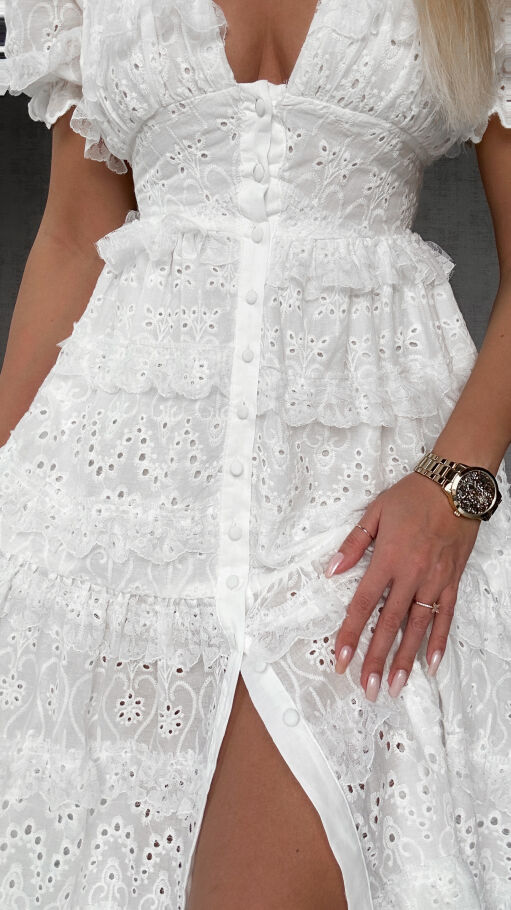 Biała sukienka BOHO na mały biust - P194