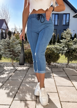 Miękkie spodnie jeansowe z gumką BLUE JEANS - M898