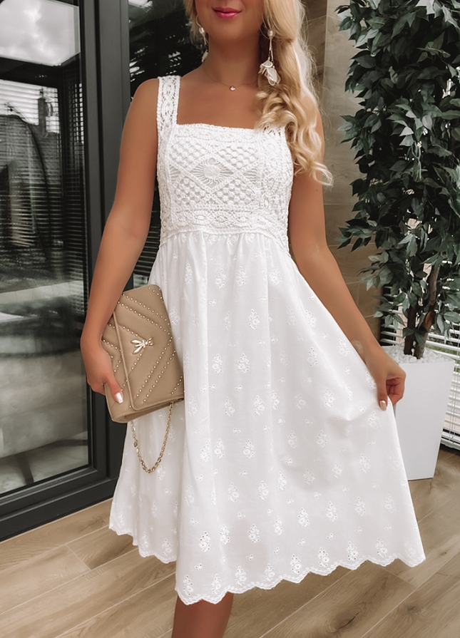 Biała sukienka PREMIUM boho - K779