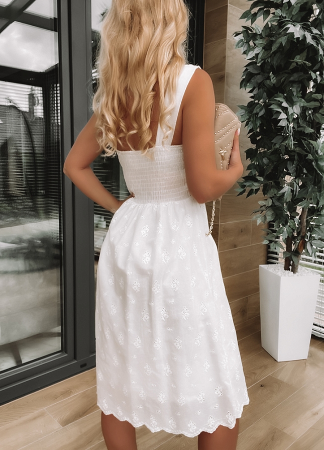 Biała sukienka PREMIUM boho - K779