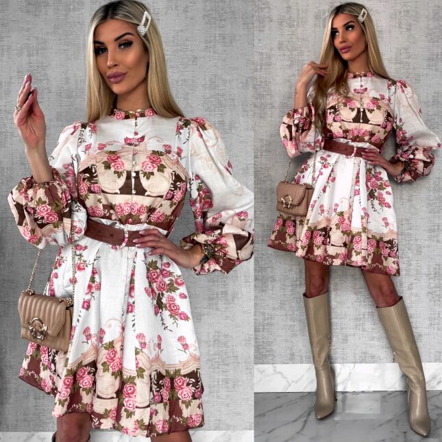 Piękna wiosenna bawełniana sukienka w kwiaty - R481