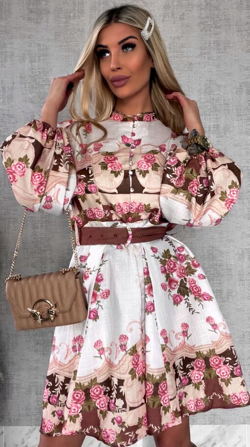 Piękna wiosenna bawełniana sukienka w kwiaty - R481