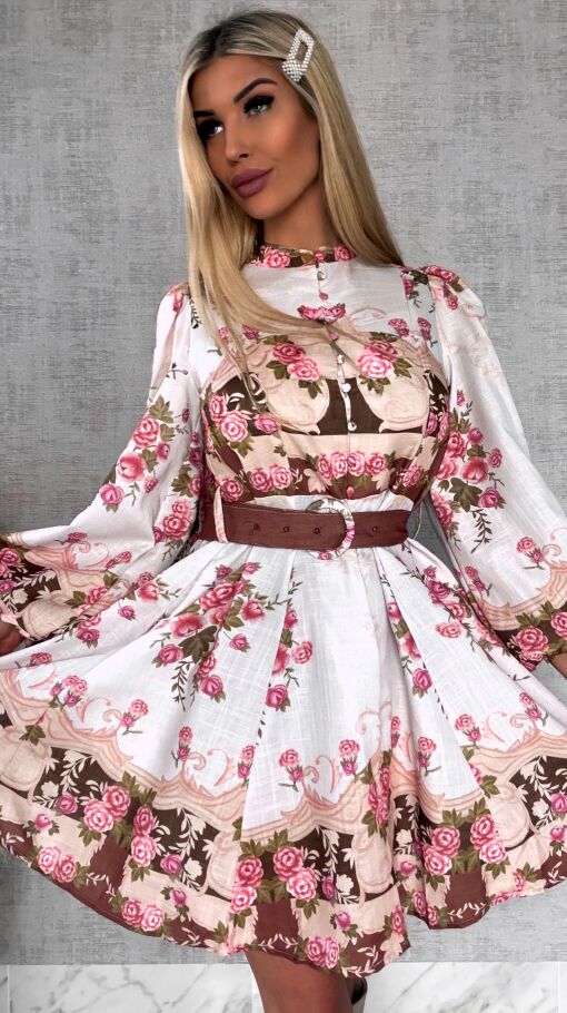 Piękna wiosenna bawełniana sukienka w kwiaty - R481