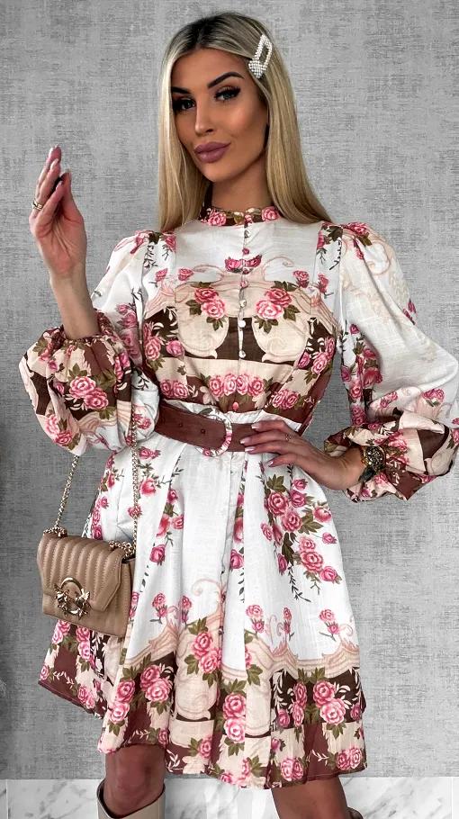 Piękna wiosenna bawełniana sukienka w kwiaty - R481