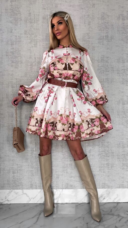 Piękna wiosenna bawełniana sukienka w kwiaty - R481