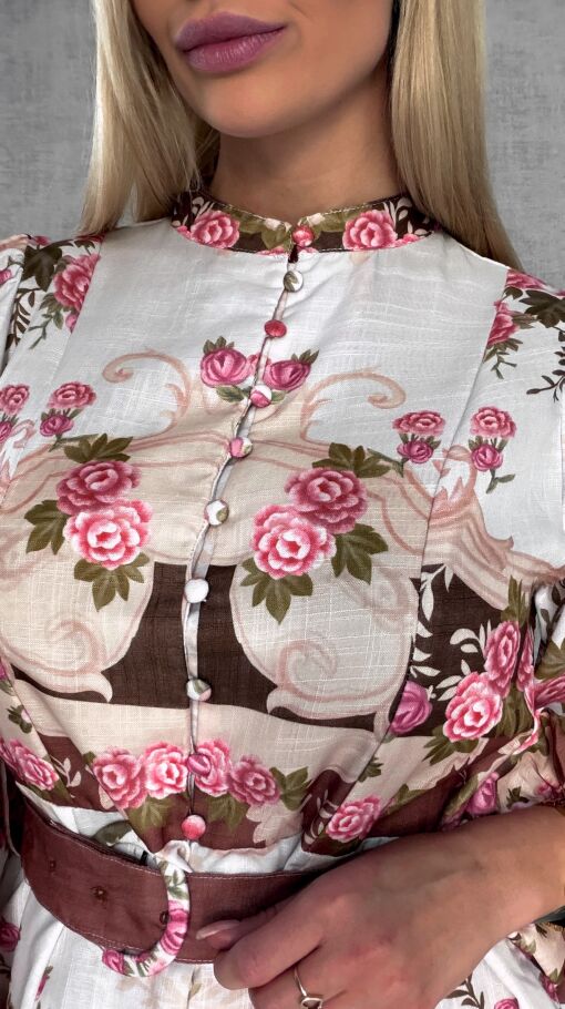 Piękna wiosenna bawełniana sukienka w kwiaty - R481