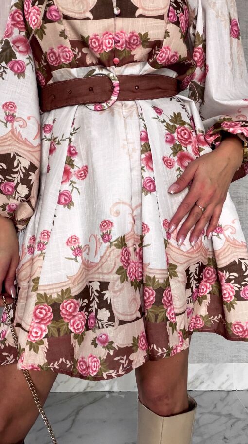 Piękna wiosenna bawełniana sukienka w kwiaty - R481