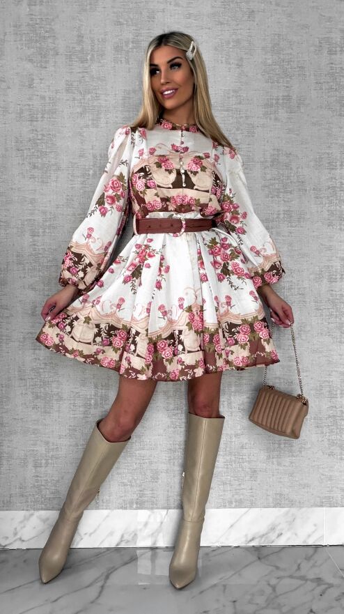 Piękna wiosenna bawełniana sukienka w kwiaty - R481