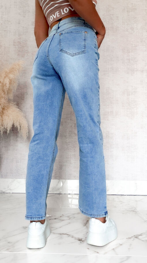 Klasyczne elastyczne spodnie jeansy w letnim kolorze BLUE JEANS - S043
