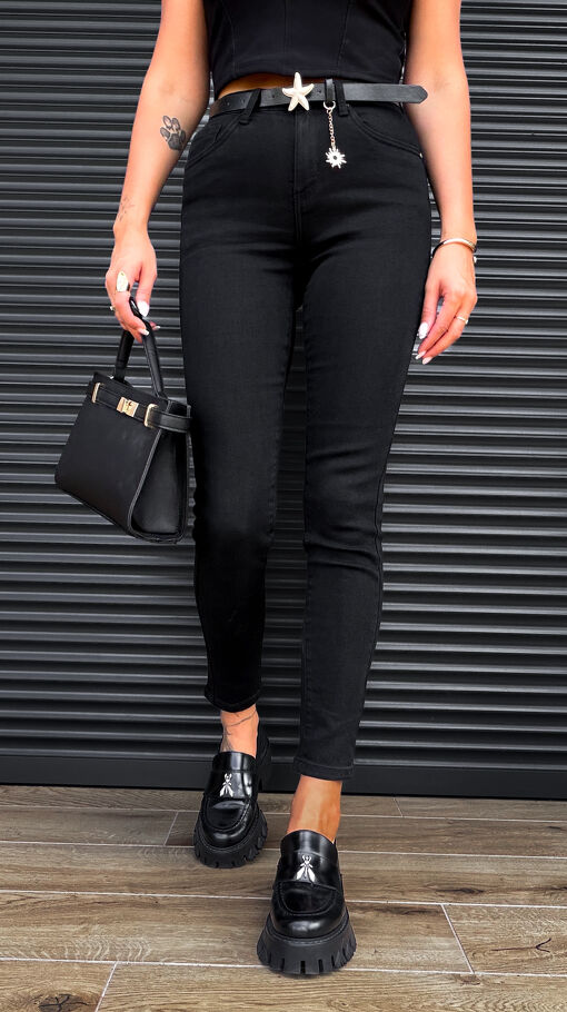 Ekstra elastyczne spodnie jeansowe rurki PUSH UP efekt -5 kg BLACK JEANS - S327